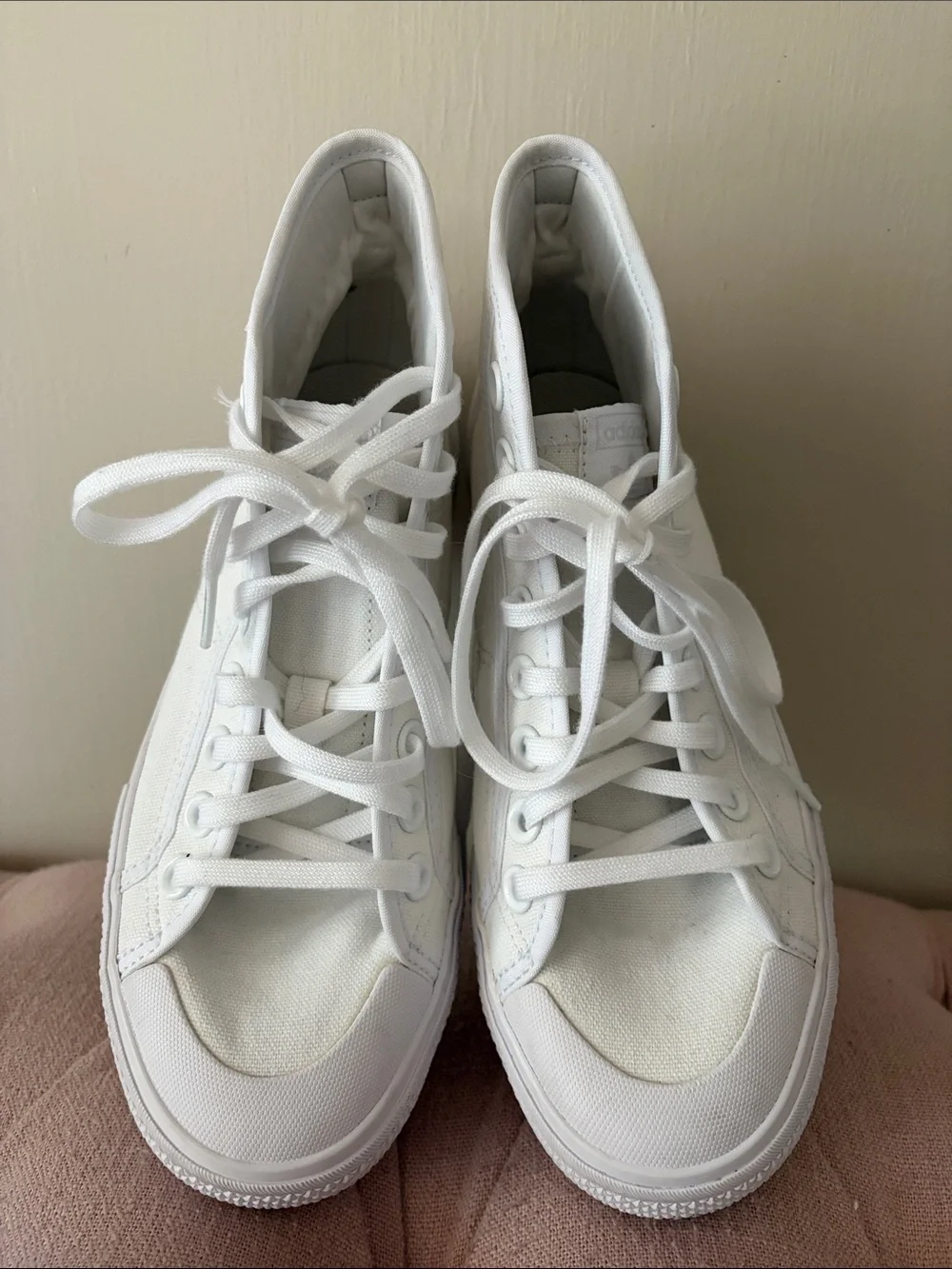 adidas Nizza Trek NWOB White High-Top Platform Canvas Sneakers -Sz 7